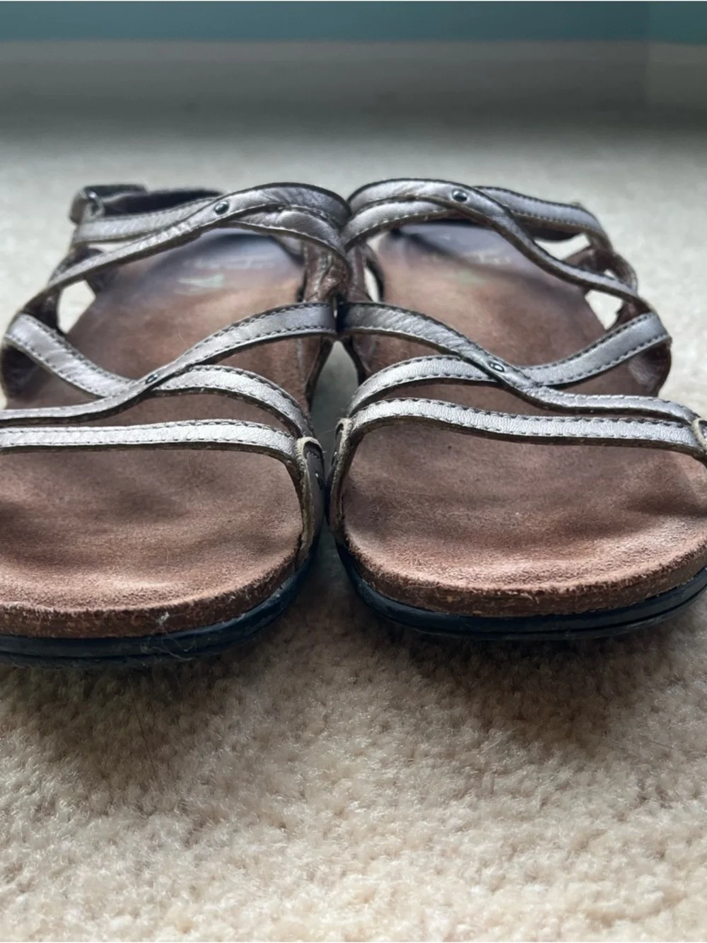 Dansko Jolie Gold Strappy Leather Comfort Cork Sandals - Sz 41 (10.5-11) - VGUC